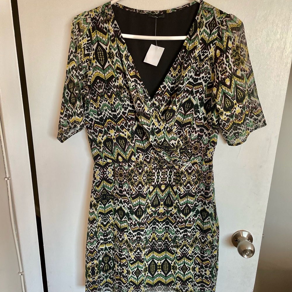 Ikks Women V-Neck Short Sleeve Dress - Size 36 - Picture 4 of 14